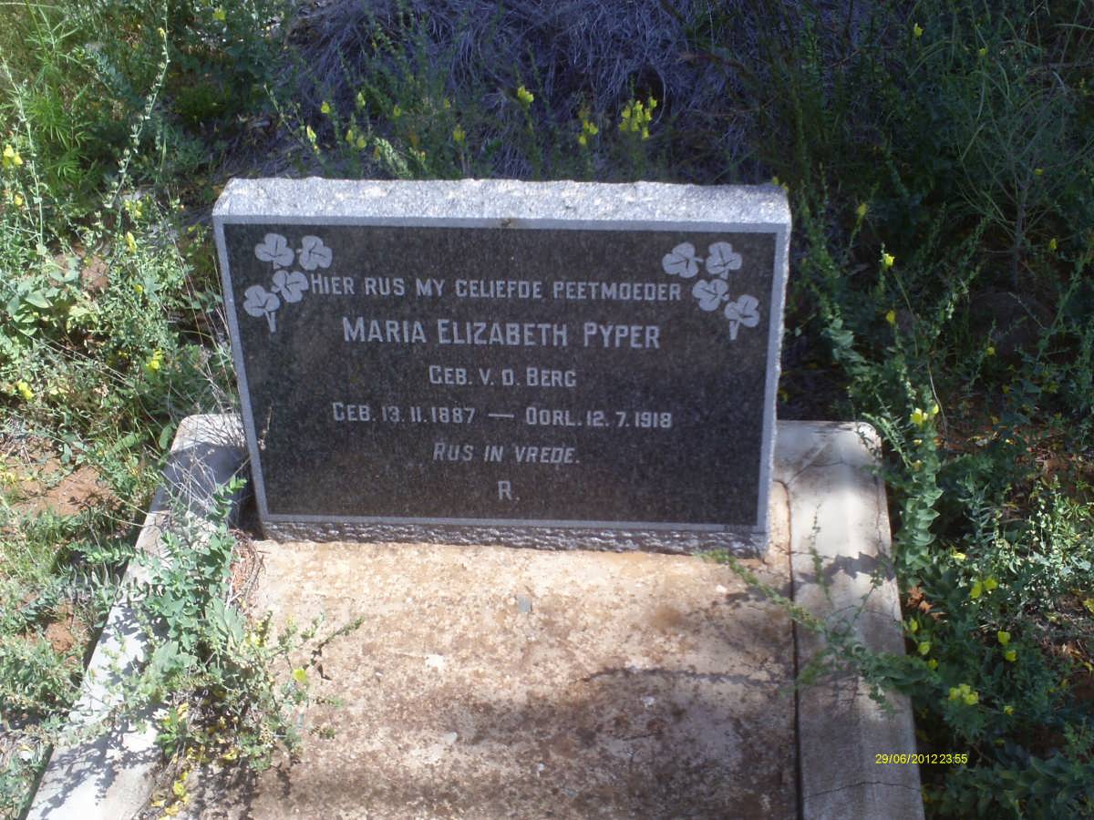 PYPER Maria Elizabeth nee v.d. BERG 1887-1918
