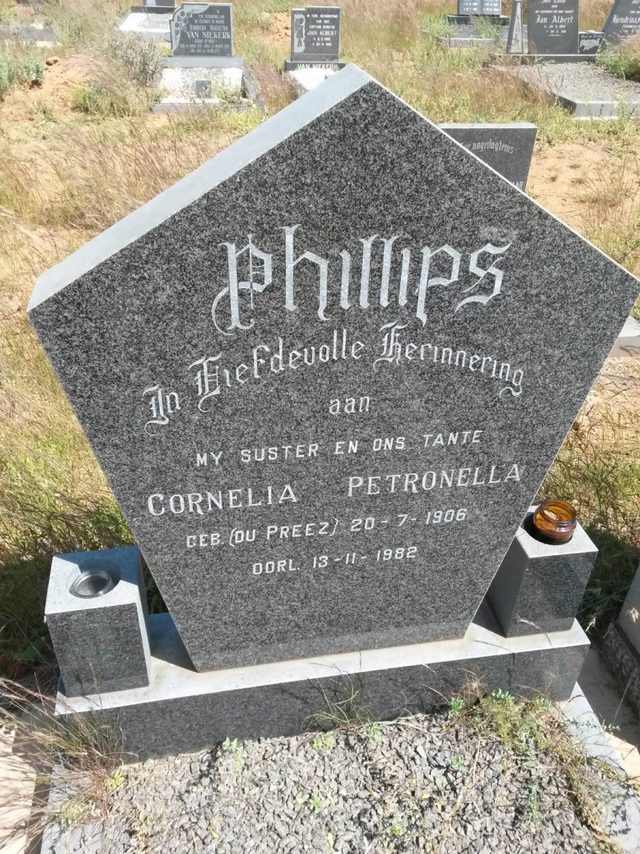 PHILLIPS Cornelia Petronella nee DU PREEZ 1906-1982