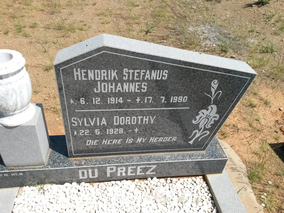 PREEZ Hendrik Stefanus Johannes, du 1914-1990 &amp; Sylvia Dorothy 1928-