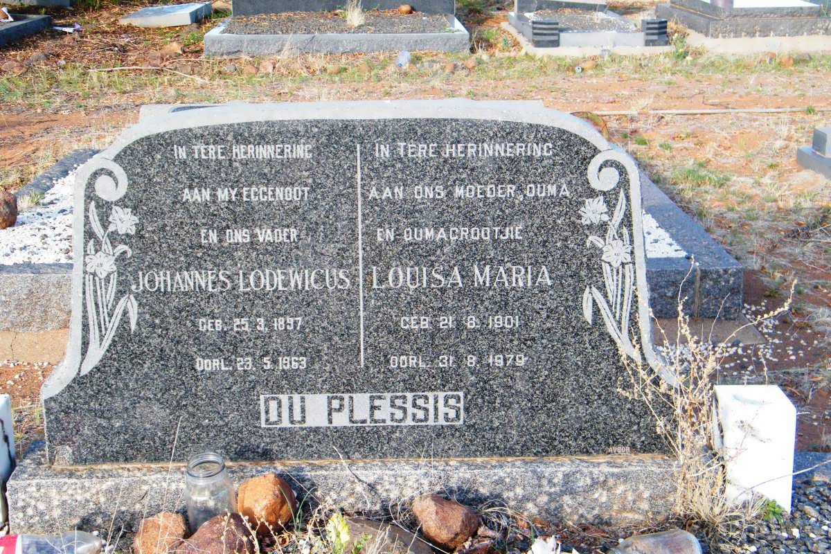 PLESSIS Johannes Lodewicus, du 1897-1963 &amp; Louisa Maria 1901-1979