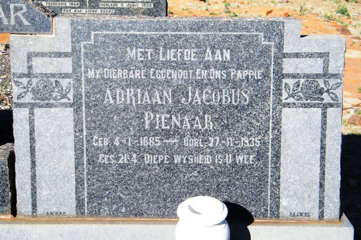 PIENAAR Adriaan Jacobus 1885-1935 &amp; Isabella M. VAN DER WALT 1886-1977 :: MOCKE Isabella M. nee PIENAAR 1914-2006