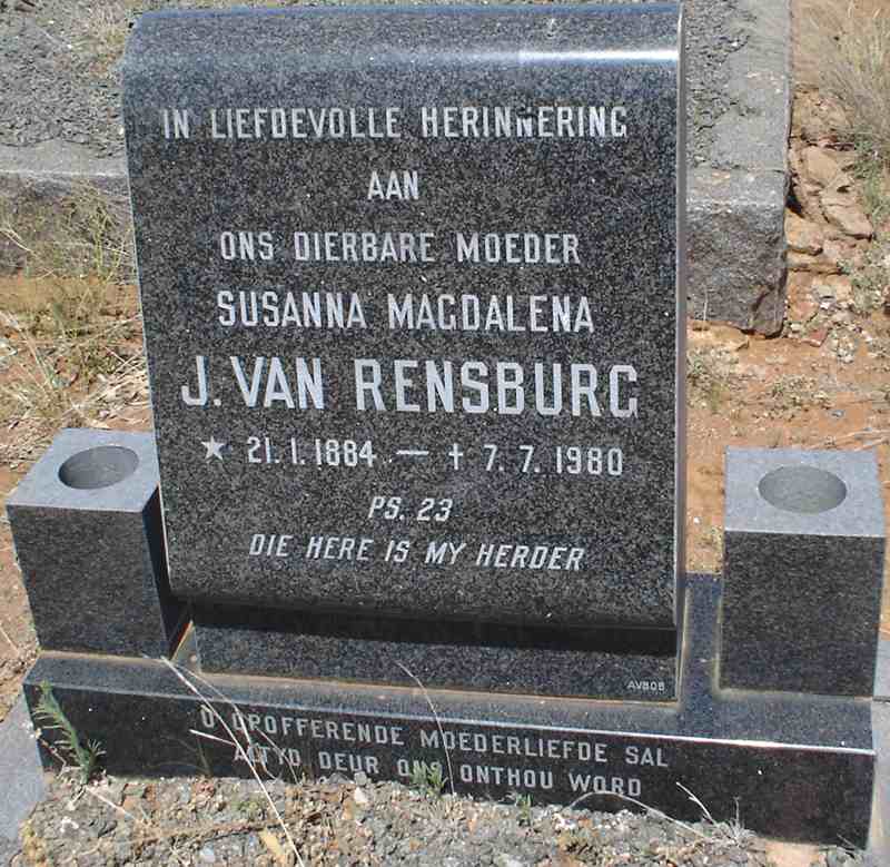 RENSBURG Susanna Magdalena, J. van 1884-1980