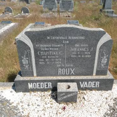 ROUX Johannes J. 1870-1958 &amp; Christina C. BARNARD 1879-1954