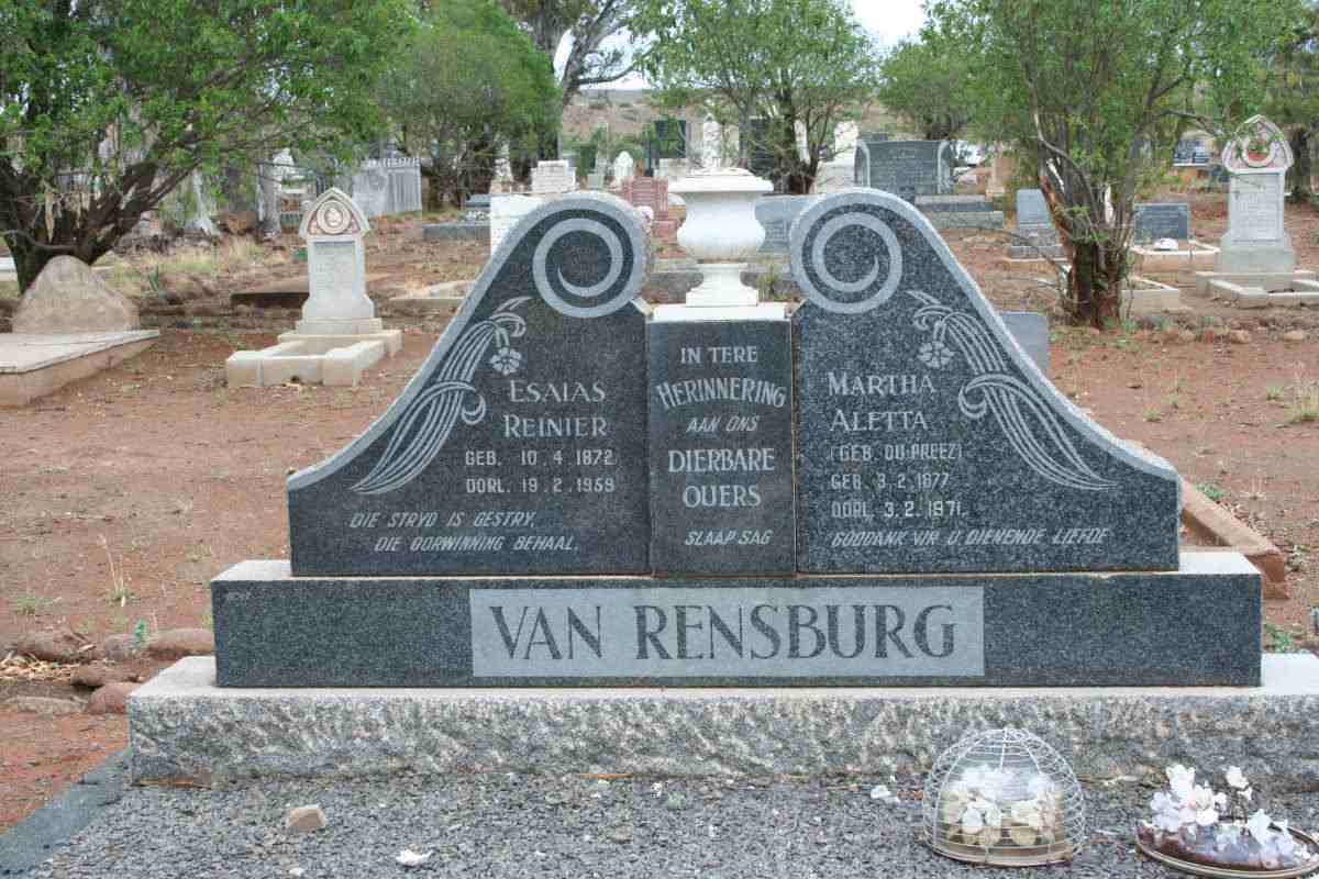 RENSBURG Esaias Renier, van 1872-1959 &amp; Martha Aletta DU PREEZ 1877-1971