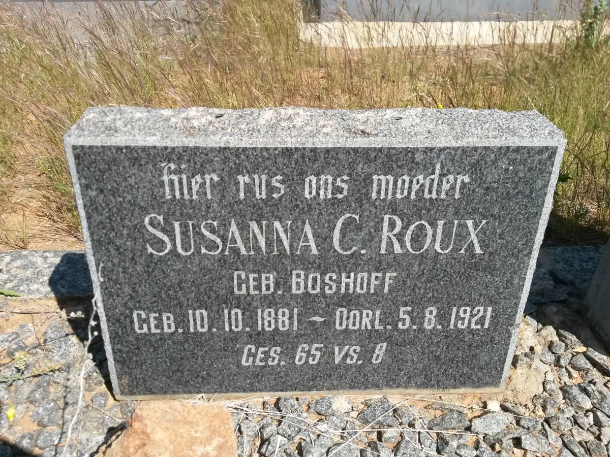 ROUX Susanna C. nee BOSHOFF 1881-1921