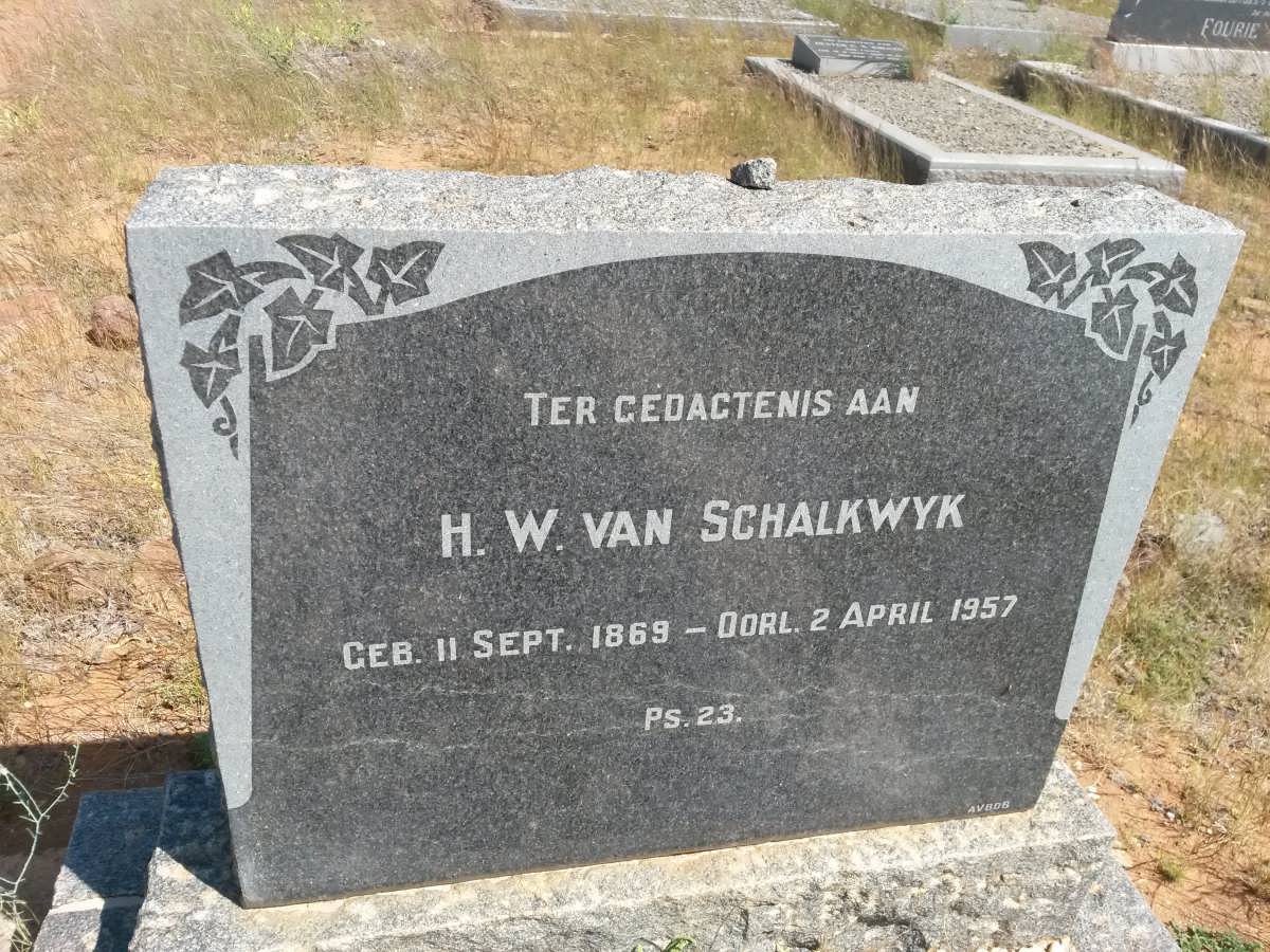 SCHALKWYK H.W., van 1869-1957
