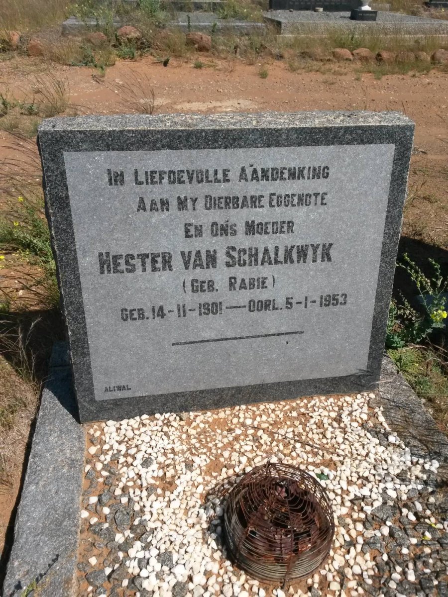SCHALKWYK Hester, van nee RABIE 1901-1953