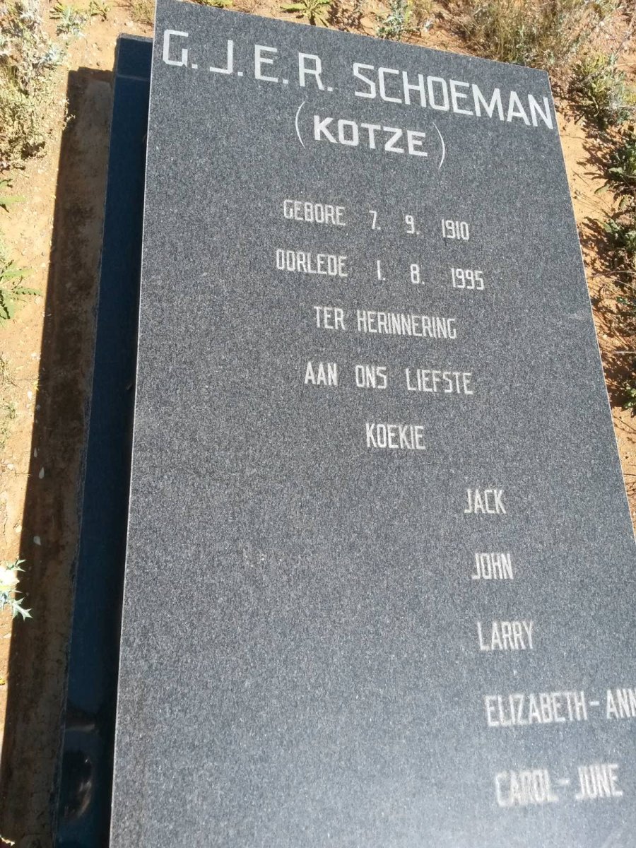 SCHOEMAN G.J.E.R. nee KOTZE 1910-1995