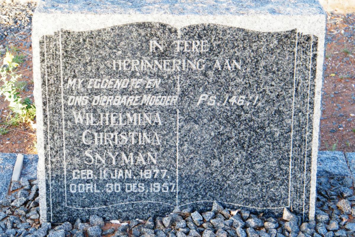SNYMAN Wilhelmina Christina 1877-1957