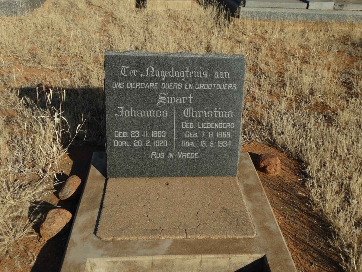 SWART Johannes 1863-1920 &amp; Christina LIEBENBERG 1869-1934