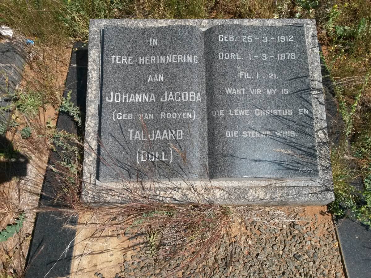 TALJAARD Johanna Jacoba nee  VAN ROOYEN 1912-1978