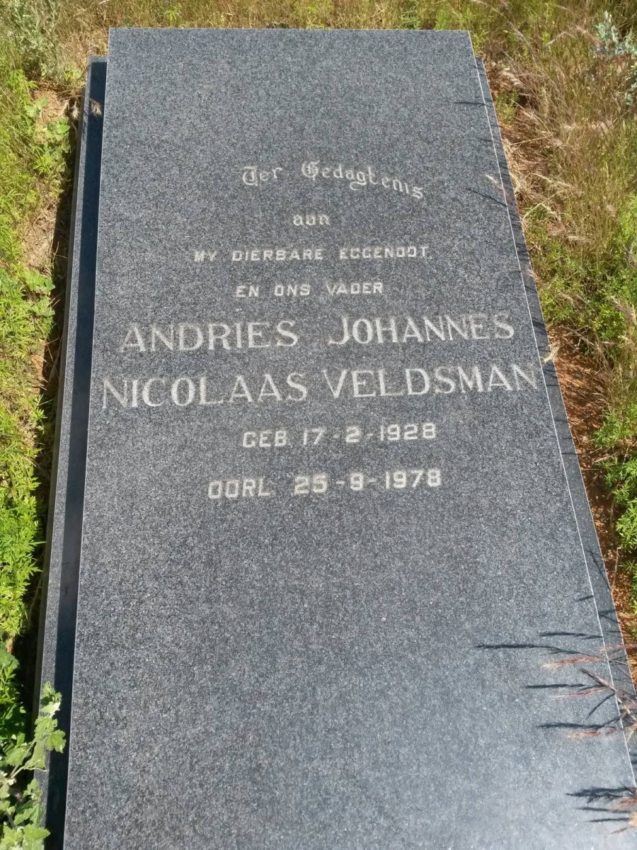 VELDSMAN Andries Johannes Nicolaas 1928-1978