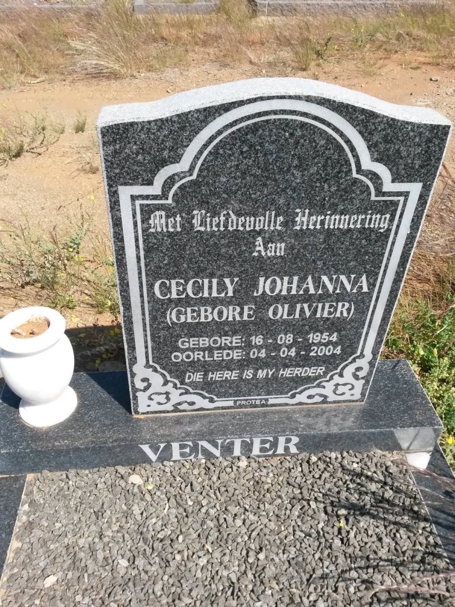 VENTER Cecily Johanna nee OLIVIER 1954-2004