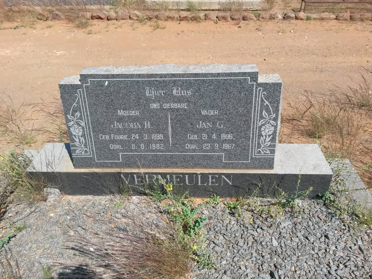 VERMEULEN Jan G. 1896-1967 &amp; Jacoba H. FOURIE 1899-1982