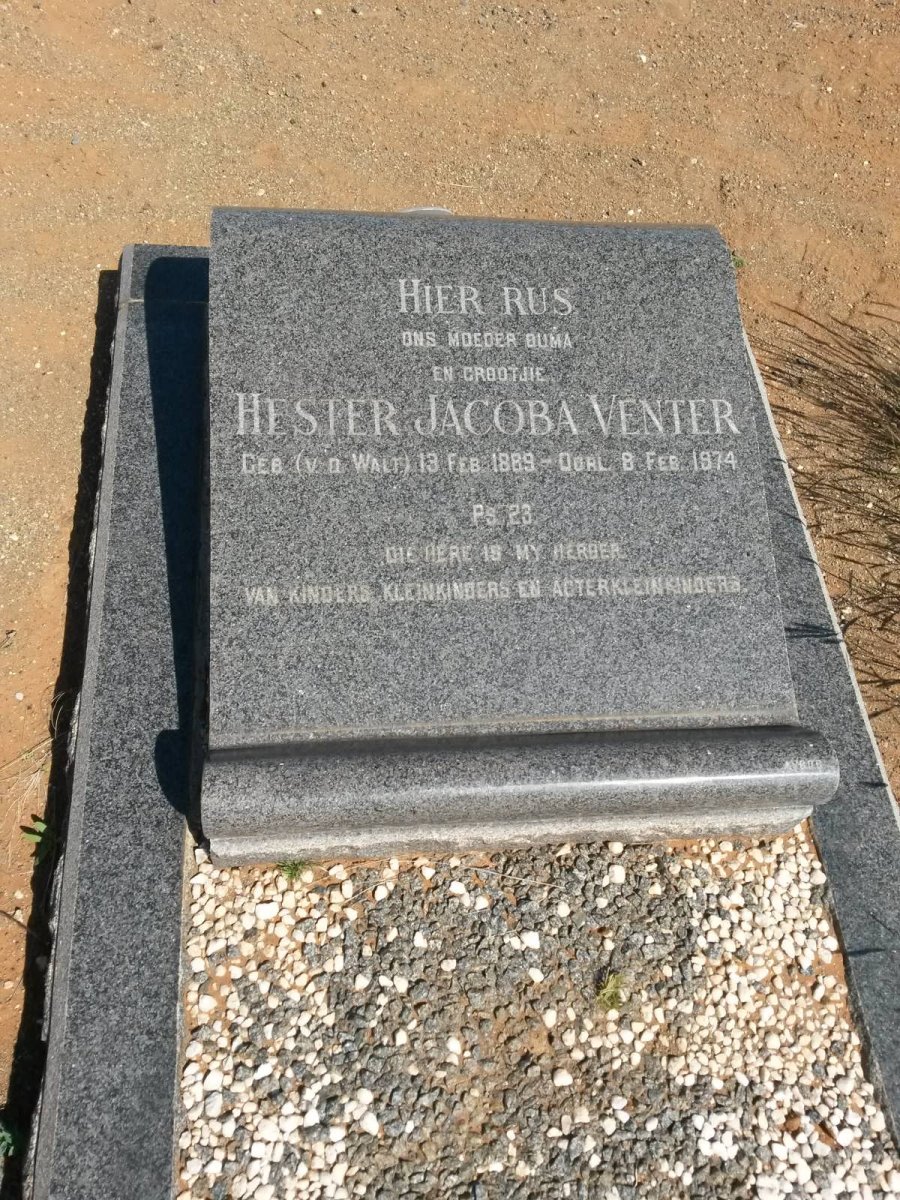 VENTER Hester Jacoba nee V.D. WALT 1889-1974