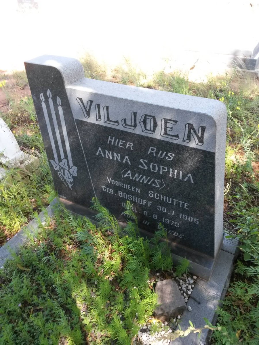 VILJOEN Anna Sophia voorheen SCHUTTE nee BOSHOFF 1905-1973