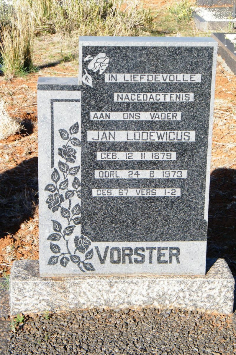 VORSTER Jan Lodewicus 1879-1973 &amp; Maria Magdalena FOURIE 1877-1958
