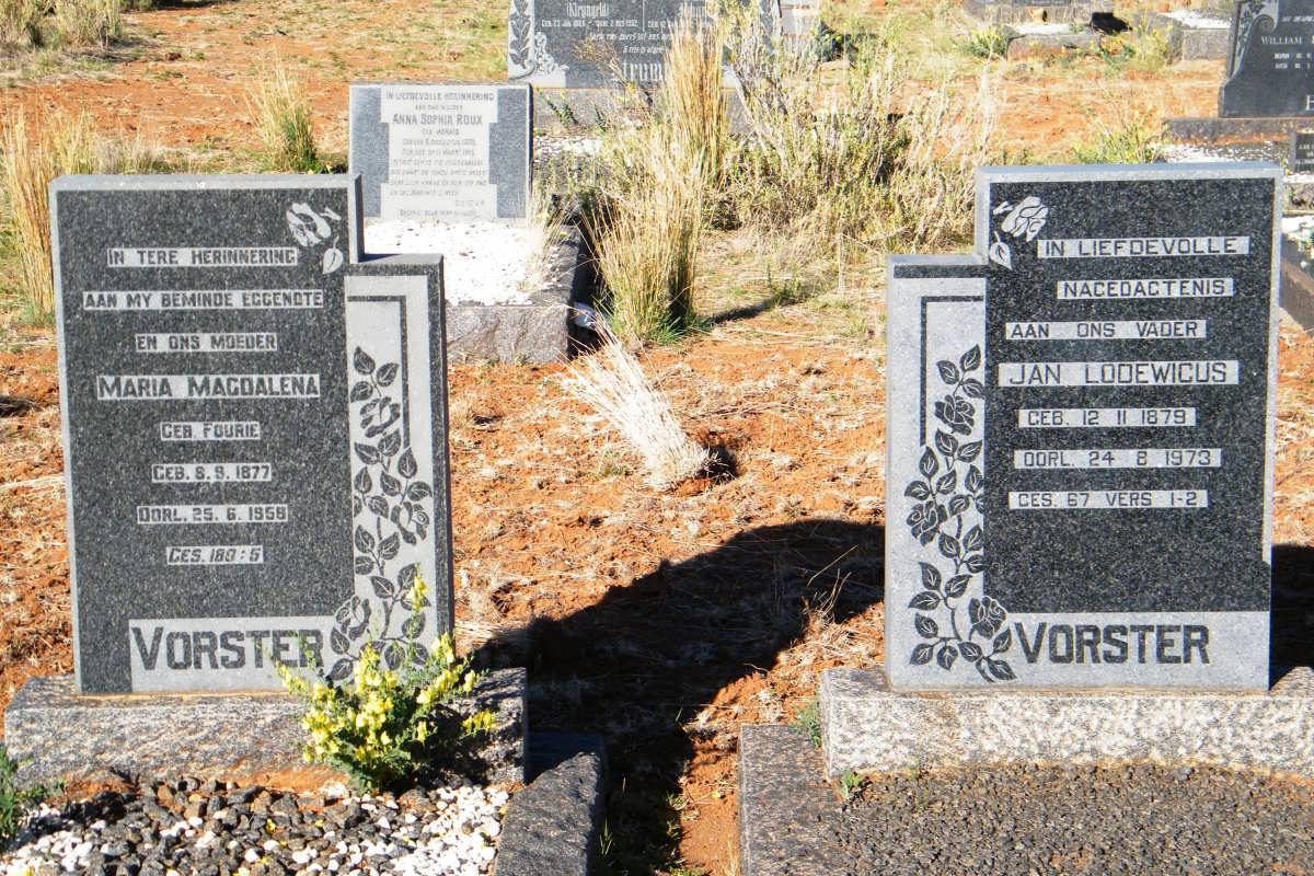 VORSTER Jan Lodewicus 1879-1973 &amp; Maria Magdalena FOURIE 1877-1958