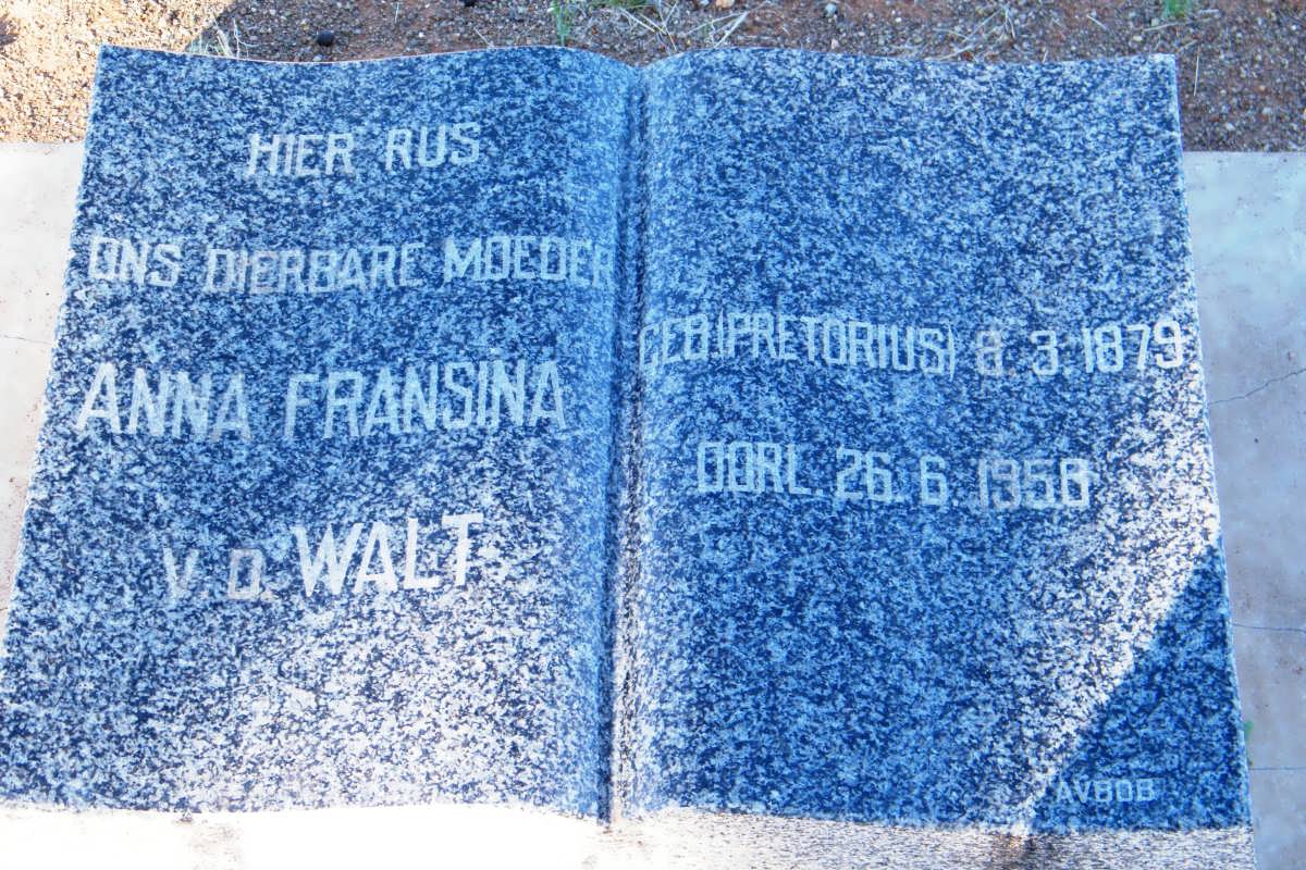 WALT Anna Fransina, v.d. nee PRETORIUS 1879-1958