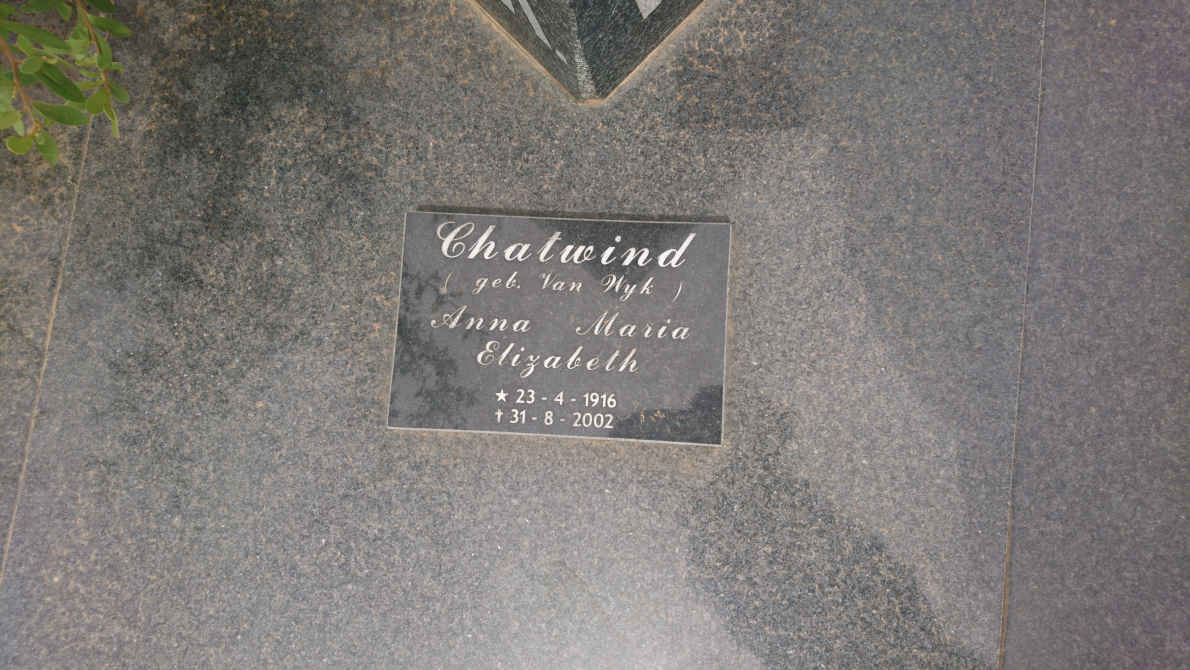 CHATWIND Anna Maria Elizabeth nee VAN WYK 1916-2002