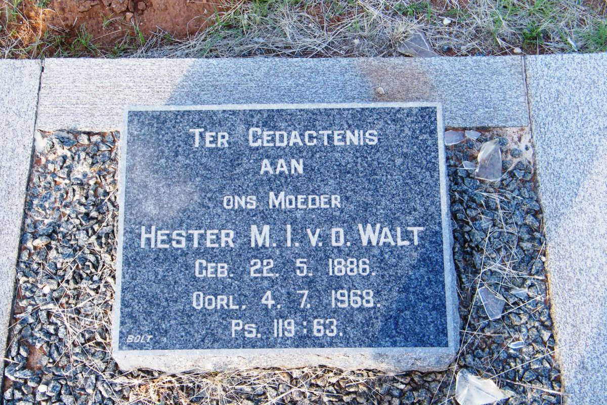 WALT Hester M.I., v.d. 1886-1968