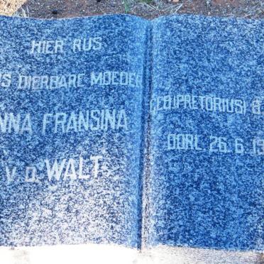 WALT Anna Fransina, v.d. nee PRETORIUS 1879-1958