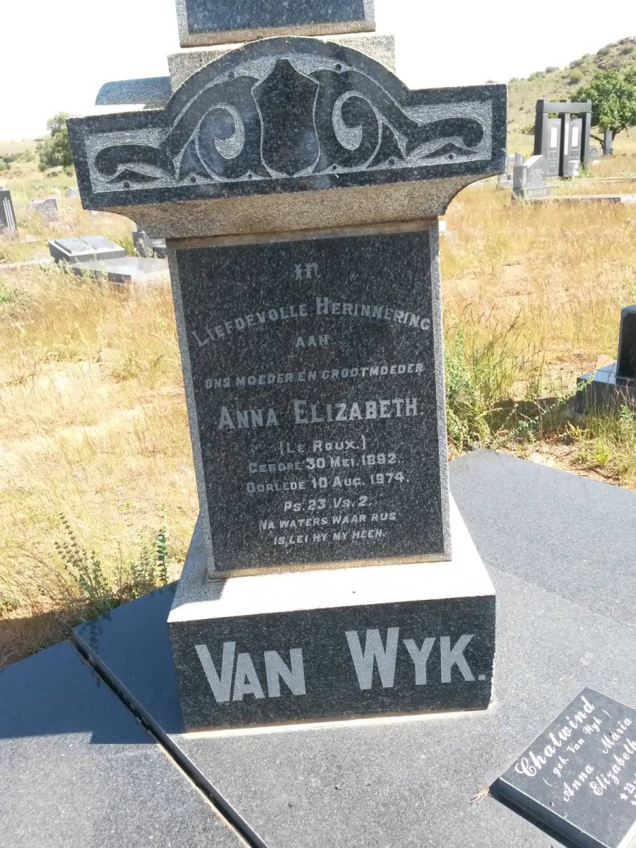 WYK Anna Elizabeth, van nee Le ROUX 1892-1974