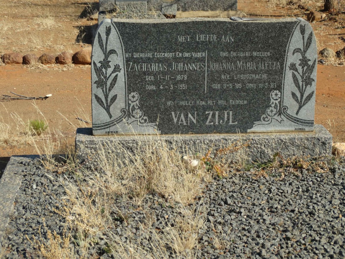 ZIJL Zacharias Johannes, van 1879-1951 &amp; Johanna Maria Aletta LABUSCHAGNE 1885-1967