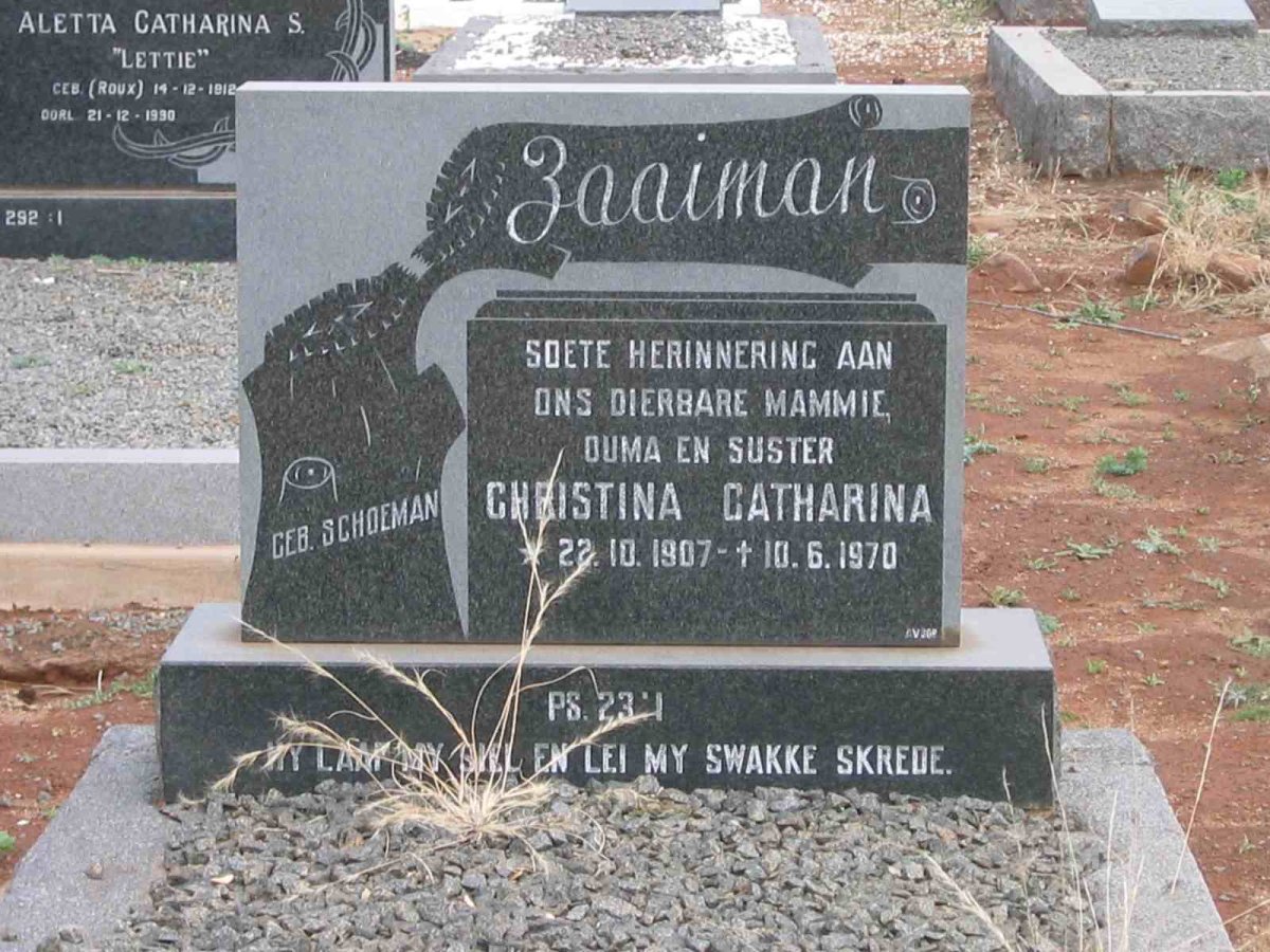 ZAAIMAN Christina Catharina nee SCHOEMAN 1907-1970