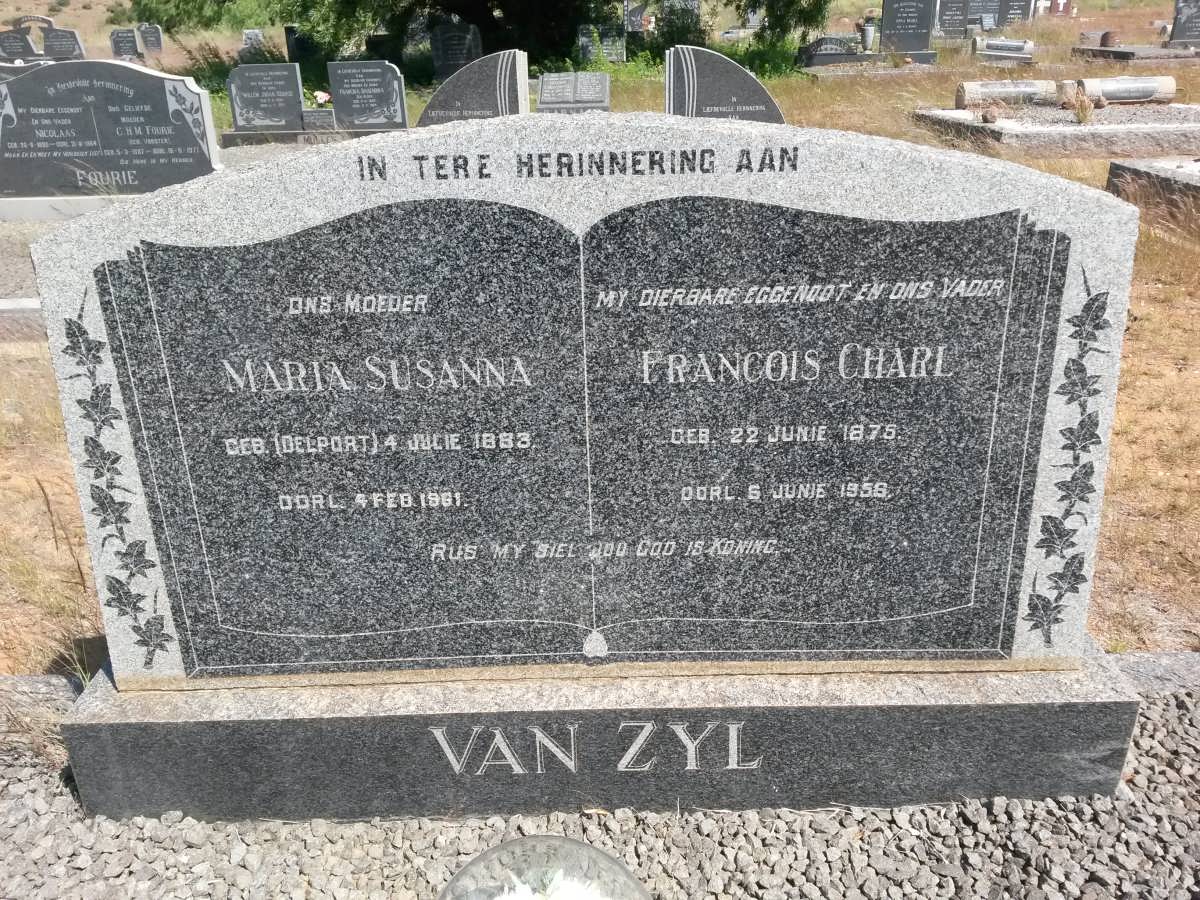 ZYL Francois Charl, van 1875-1958 &amp; Maria Susanna DELPORT 1883-1961