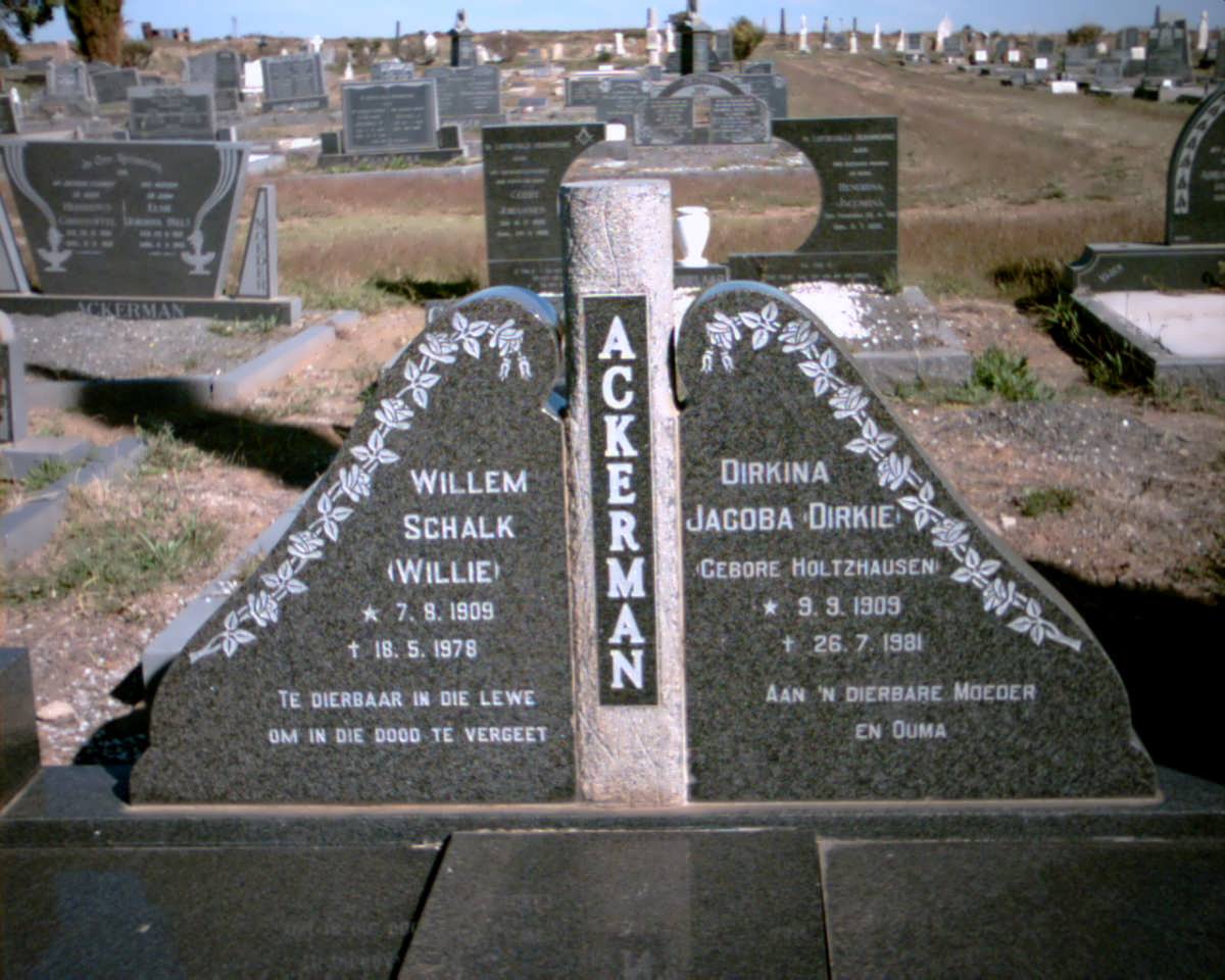 ACKERMAN Willem Schalk 1909-1978 &amp; Dirkina Jacoba HOLTZHAUSEN 1909-1981