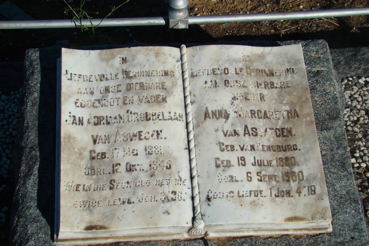ASWEGEN Jan Adriaan, van 1881-1945 &amp; Anna Margaretha VAN RENSBURG 1880-1960