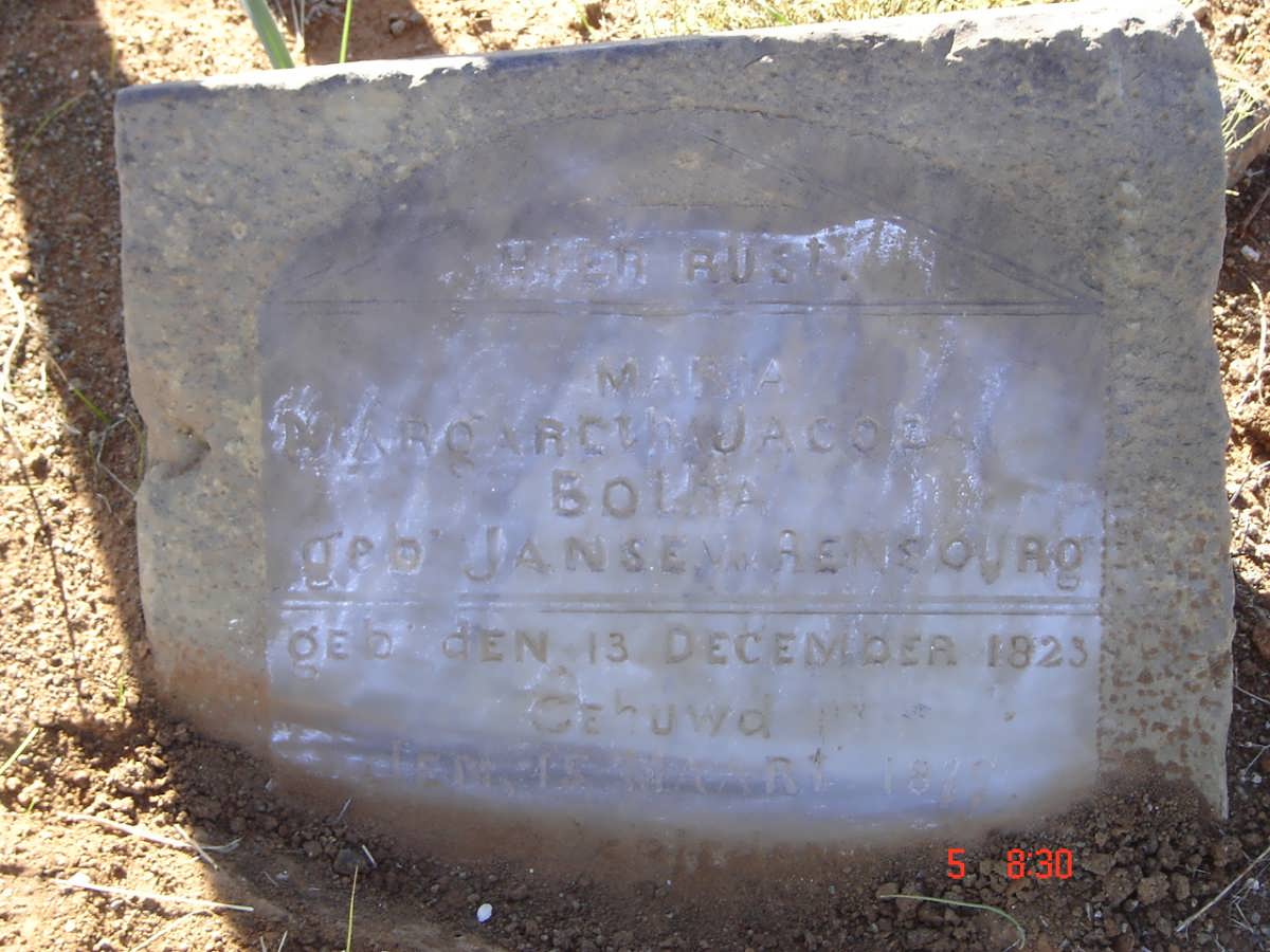 BOTHA Maria Margaretha Jacoba nee JANSE V. RENSBURGH 1823-18??