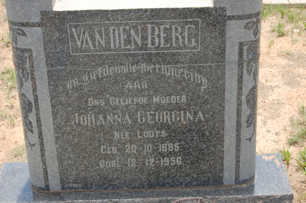 BERG Johanna Georgina, van den nee LOOTS 1885-1956