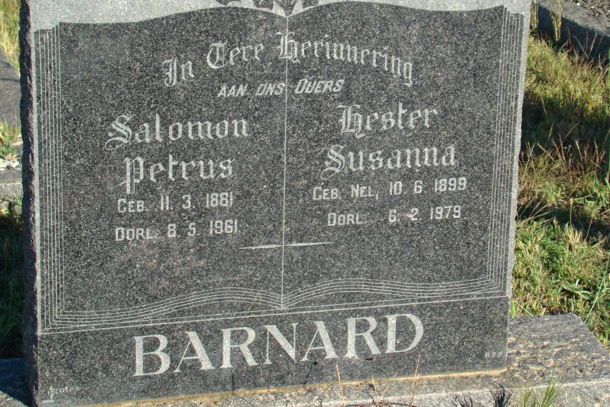 BARNARD Salomon Petrus 1881-1961 &amp; Hester Susanna 1899-1979