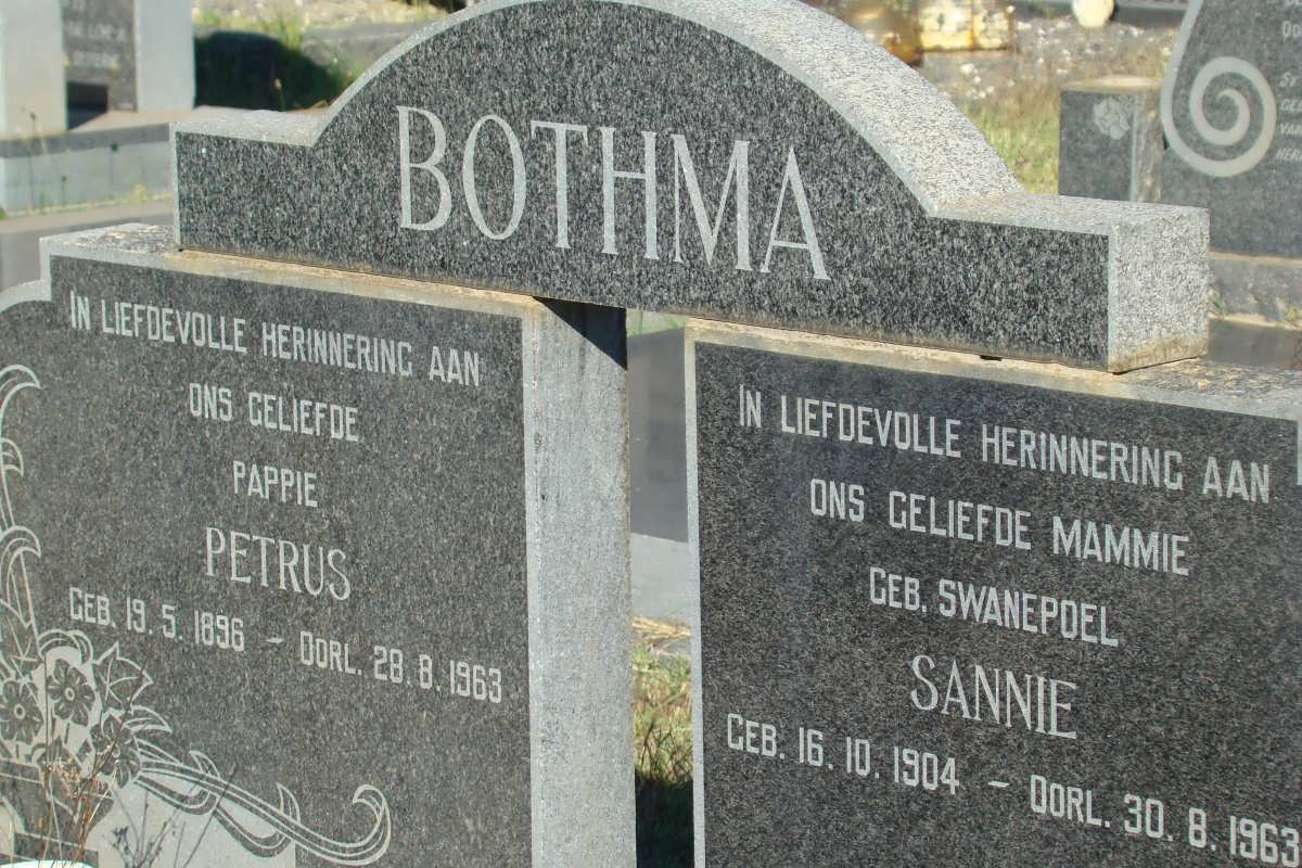 BOTHMA Petrus 1896-1963 &amp; Sannie SWANEPOEL 1904-1963