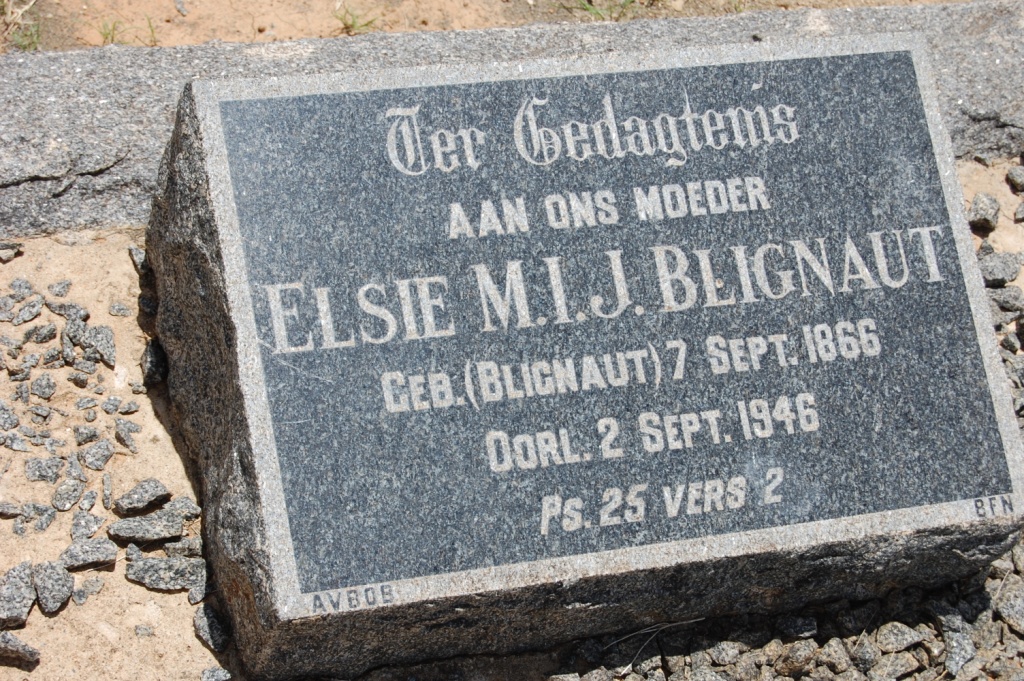 BLIGNAUT Elsie M.I.J. nee BLIGNAUT 1866-1946