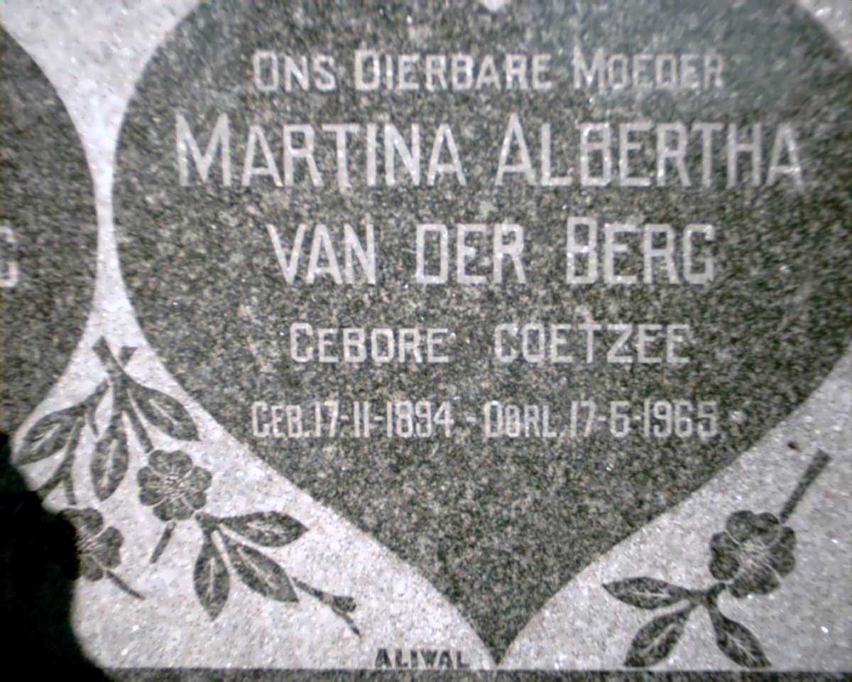 BERG Martina Albertha, van der 1894-1965