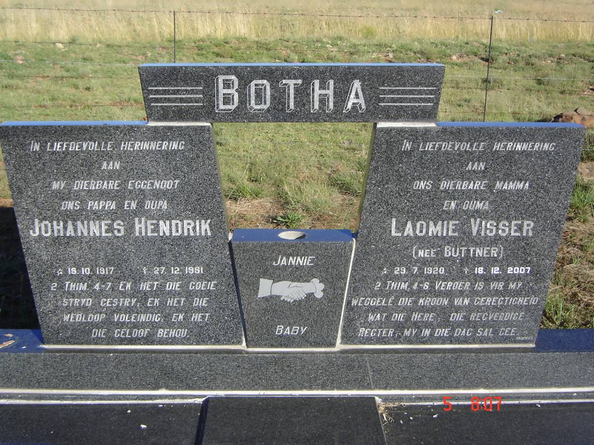 BOTHA Johannes Hendrik 1917-1981 &amp; Laomie Visser BUTTNER 1920-2007