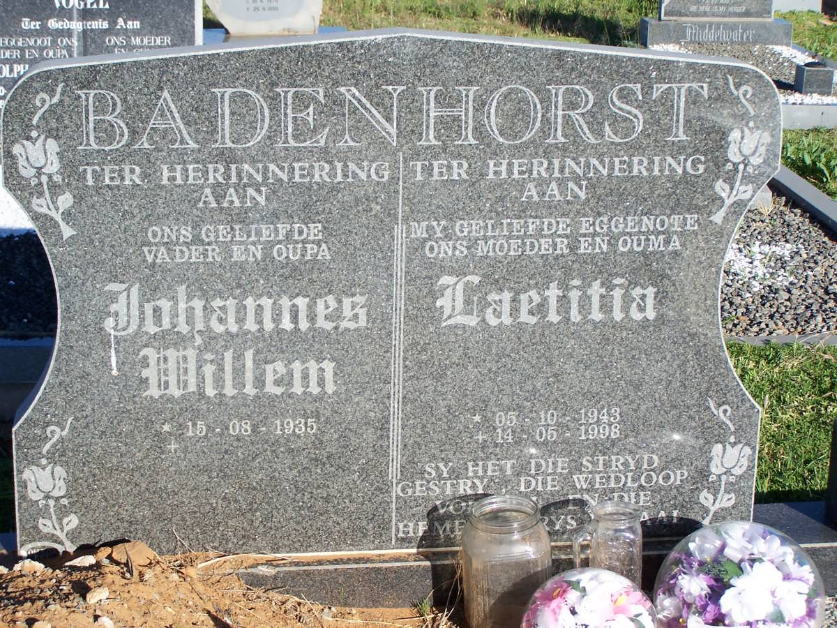 BADENHORST Johannes Willem 1935- &amp; Laetitia 1943-1998