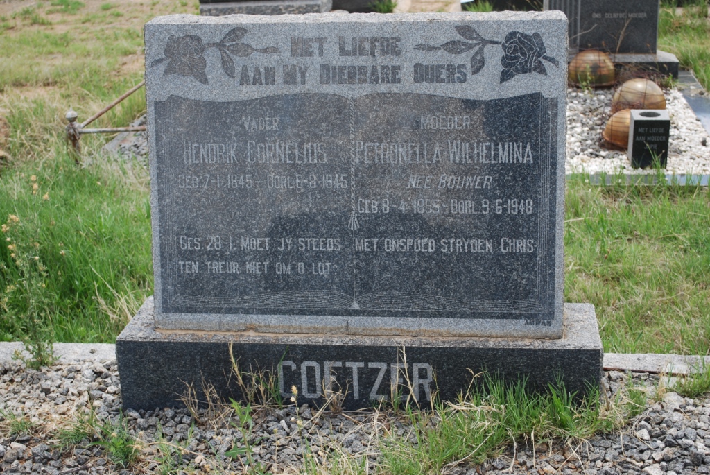 COETZER Hendrik Cornelius 1845-1945 &amp; Petronella Wilhelmina BOUWER 1855-1948