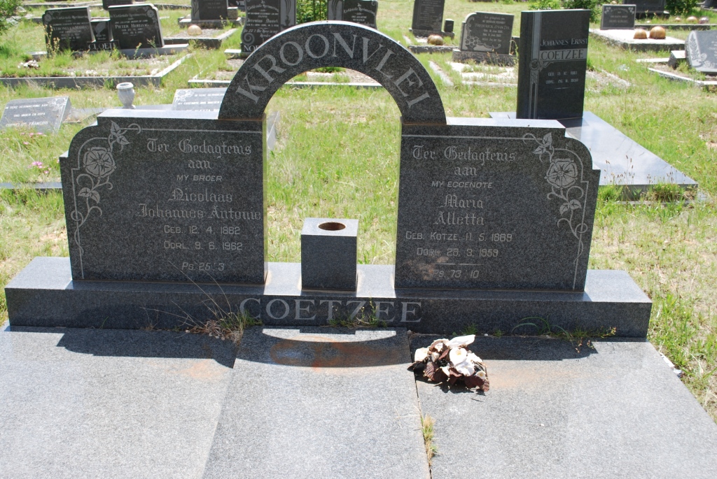 COETZEE Nicolaas Johannes Antonie 1882-1962 :: COETZEE Maria Alletta, nee KOTZE 1869-1959