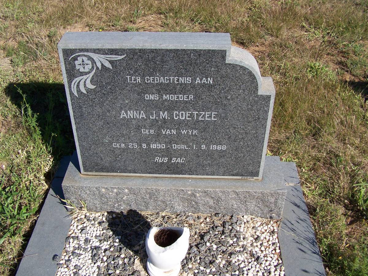 COETZEE Anna J.M. geb VAN WYK 1890-1968