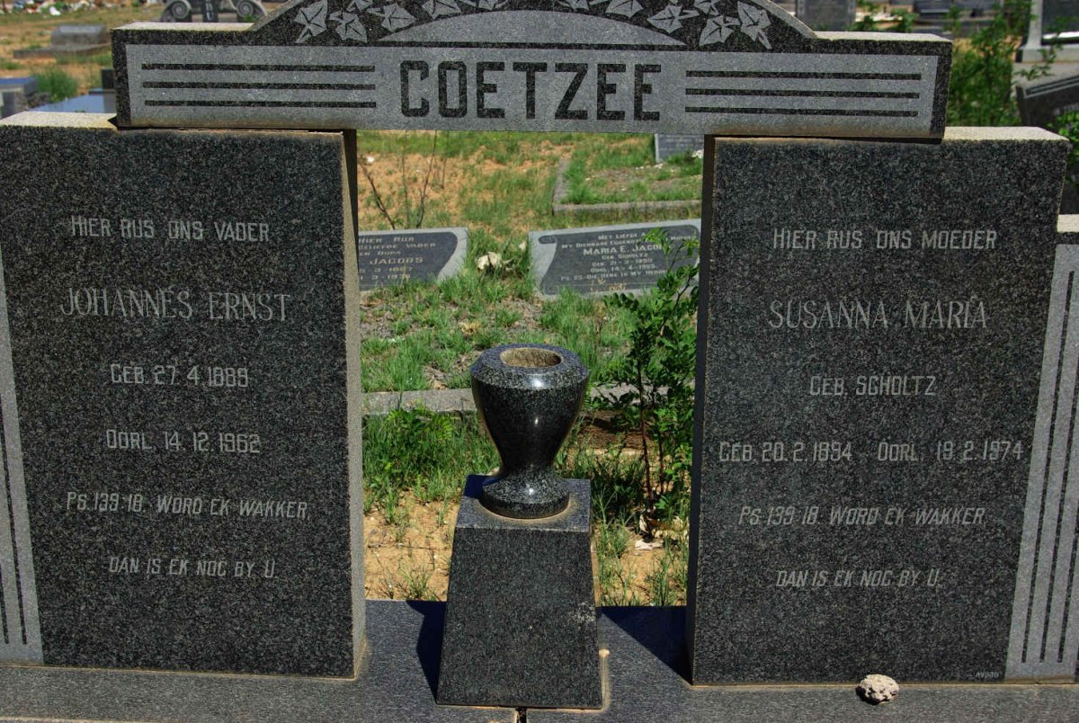 COETZEE Johannes Ernst 1899-1962 &amp; Susanna Maria SCHOLTZ 1894-1974