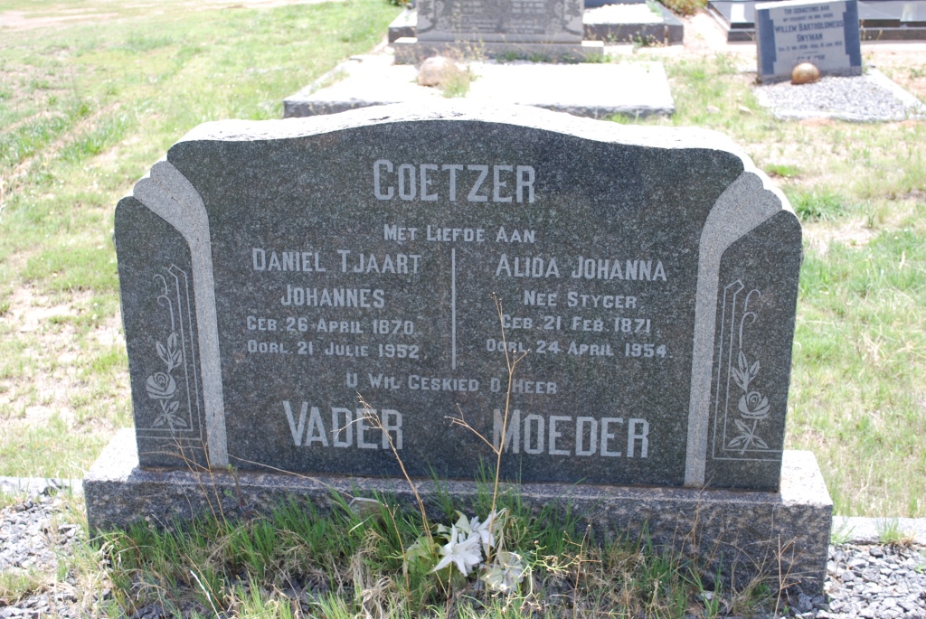 COETZER Daniel Tjaart Johannes 1870-1952 &amp; Alida Johanna STYGER 1871-1954