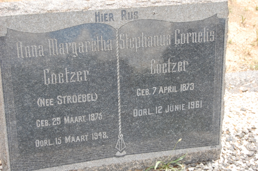 COETZER Stephanus Cornelis 1873-1961 &amp; Anna Margaretha STROEBEL 1875-1948