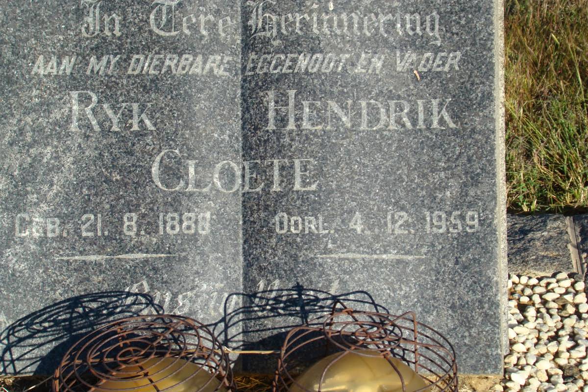 CLOETE Ryk Hendrik 1888-1959