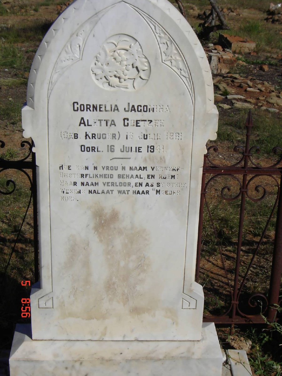COETZEE Cornelia Jacomina Aletta nee KRUGER 1881-1941