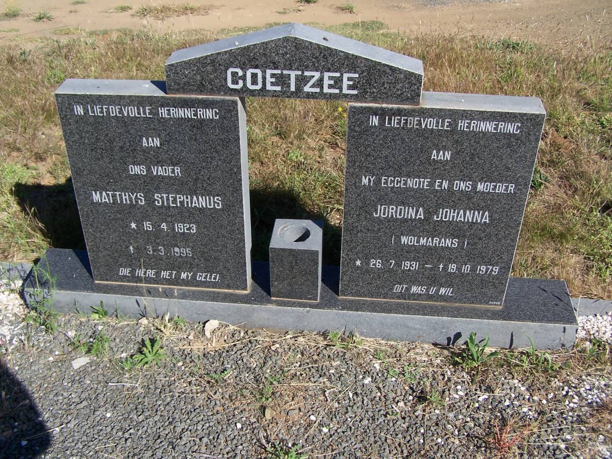 COETZEE Matthys Stephanus 1923-1995 &amp; Jordina Johanna WOLMARANS 1931-1979