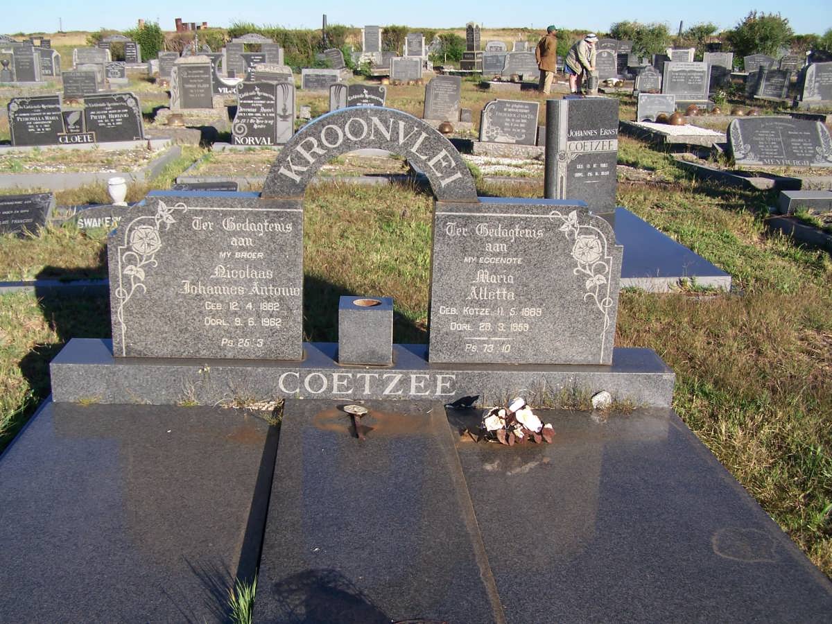 COETZEE Nicolaas Johannes Antonie 1882-1962 &amp; Maria Aletta KOTZE 1888-1959